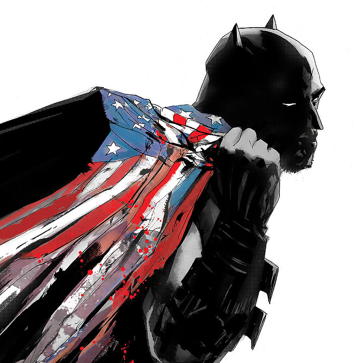 Artist Jock painted Batman with an American Flag