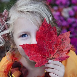 Kind hält rotes Ahornblatt ©Gabby Orcutt / unsplash.com