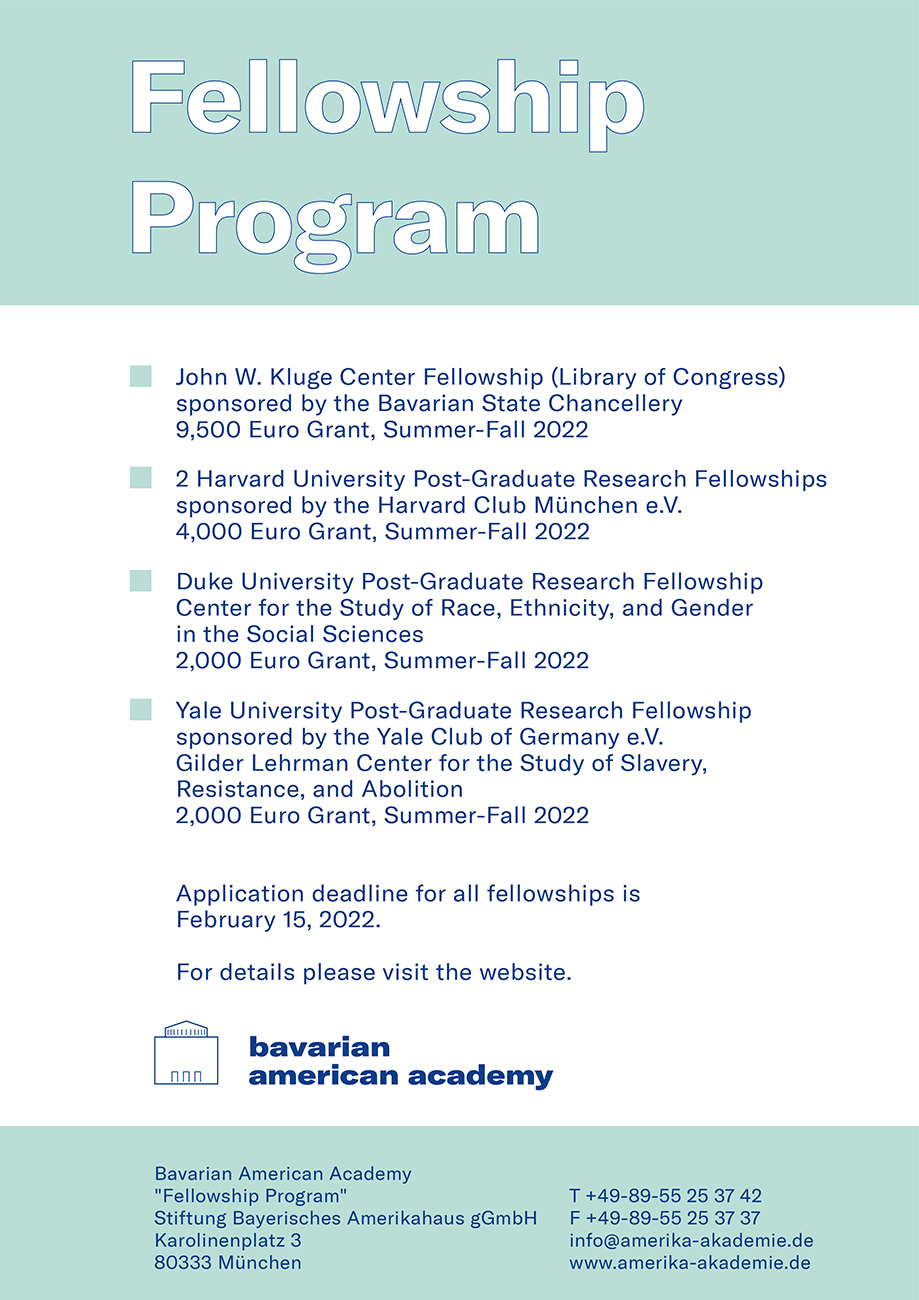 BAA Fellowship Programm 2022 ©Bayerische Amerika-Akademie